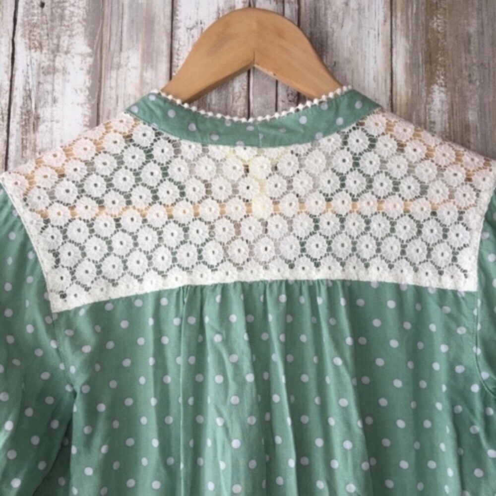 Matilda Jane Enticing Eyelet Green Polka Dot Blouse - Picture 8 of 8